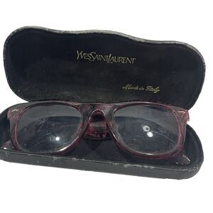 Vintage Yves Saint Laurent YSL Black Leather Glasses Case Magnetic Foldable Slim